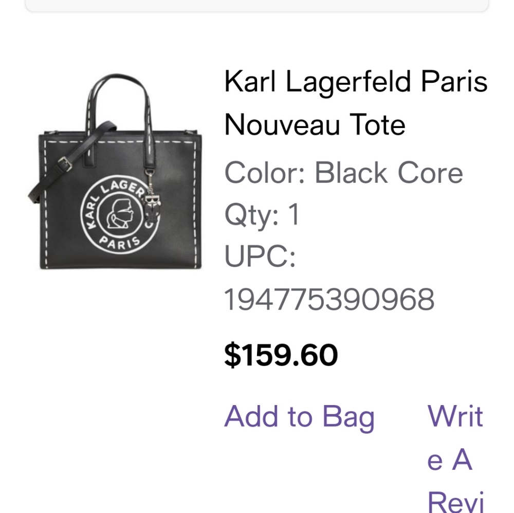 Karl Lagerfeld Black Core Tote In Excellent Condition